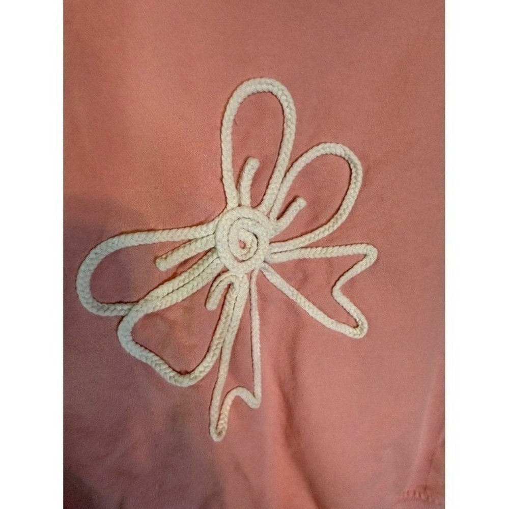 Easel Los Angeles Pink Bow Applique Sweatshirt Crew Neck Long Sleeve Womens M - Picture 3 of 5